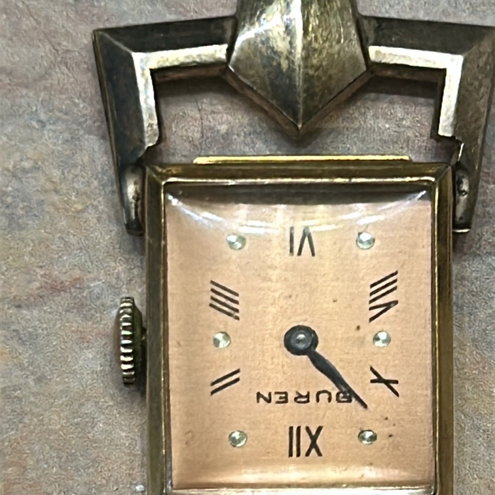 Vintage BUREN 12k nurse watch brooch